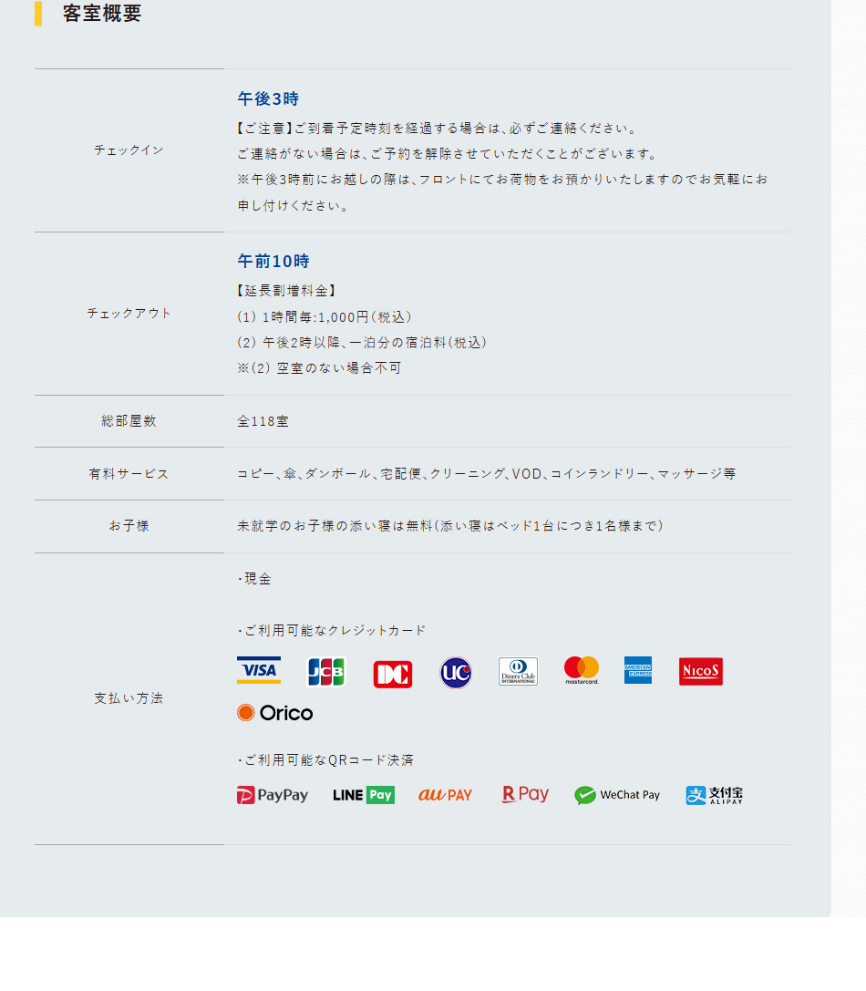 客室概要