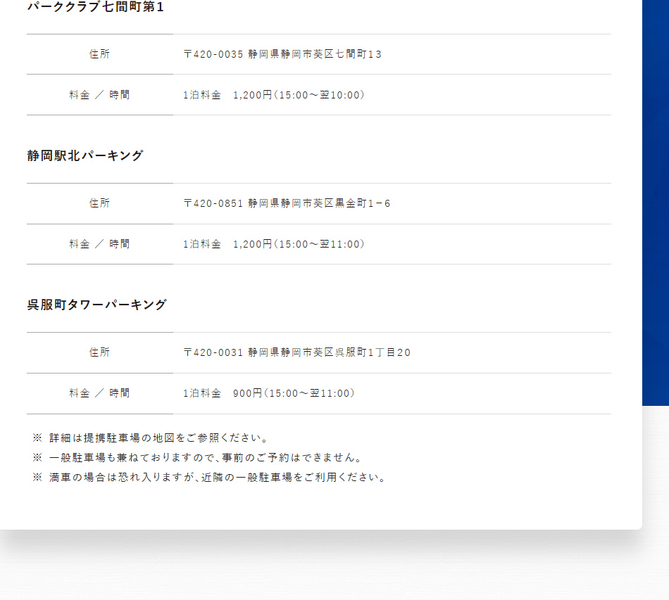駐車場のご案内